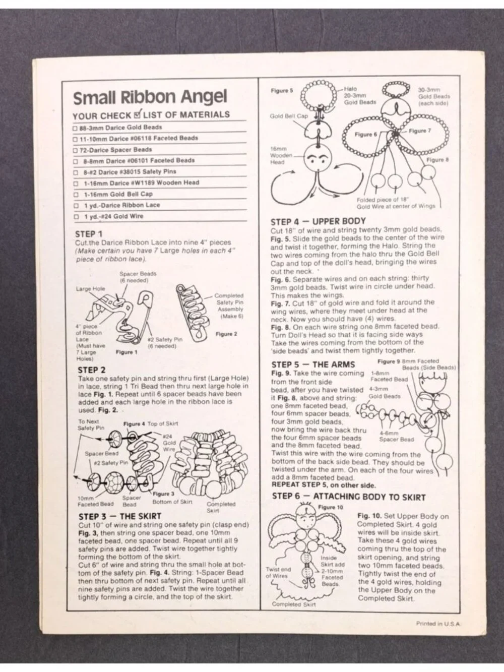 Vintage Darice Ribbon Angels Craft Instruction Booklet 1985 Bead Lace Christmas